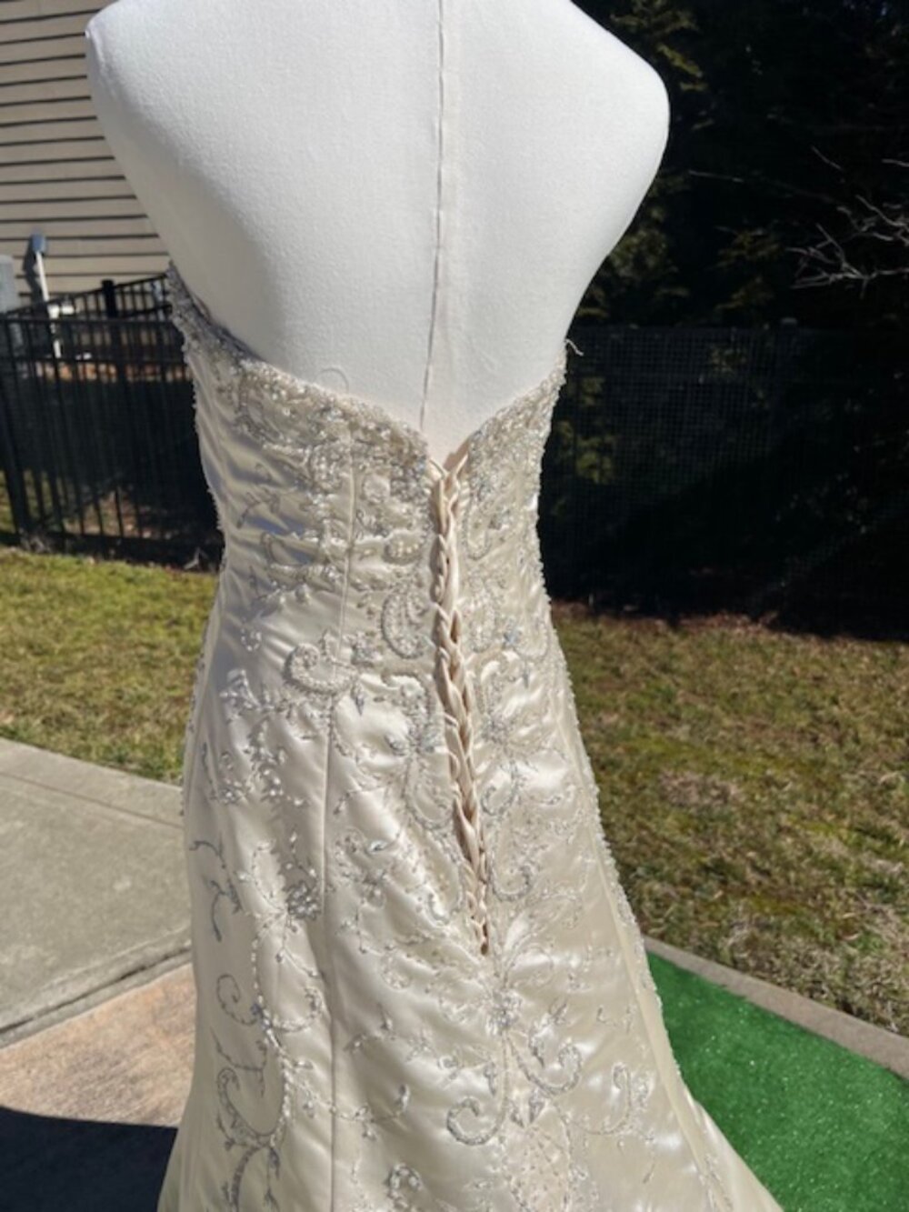 NWT Maggio Sotterio Strapless Satin Gown – Champagne & Pewter – Size 10 - Picture 12 of 16